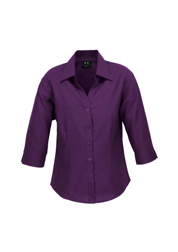 Plain Ladies Oasis 3/4 Sleeve Shirt in Grape
