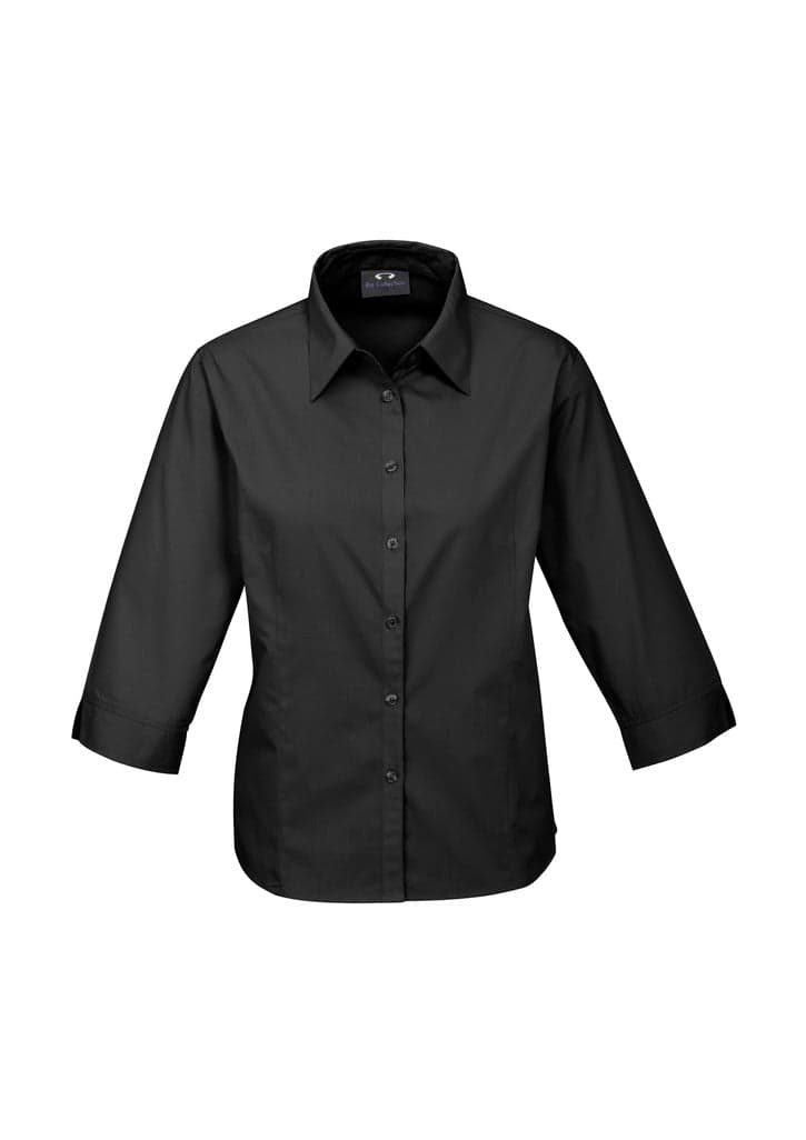 Ladies Base 3/4 Sleeve Shirt in Black