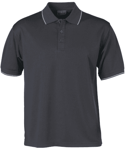 Lightweight Cool Dry Mens Polo in Black/White/Beige