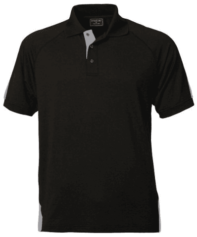 Team Mens Polo in Black/Silver