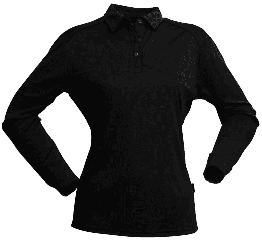 Freshen Ladies L/S Polo in Black