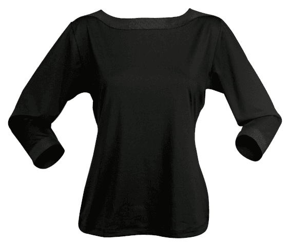 Argent Ladies 3/4 Sleeve Top in Black
