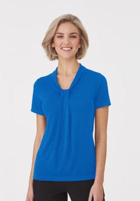 Ladies Pippa Knit S/S Top in Aqua