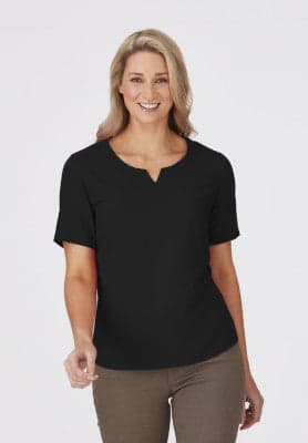 Ladies Knit/Woven Top in Black