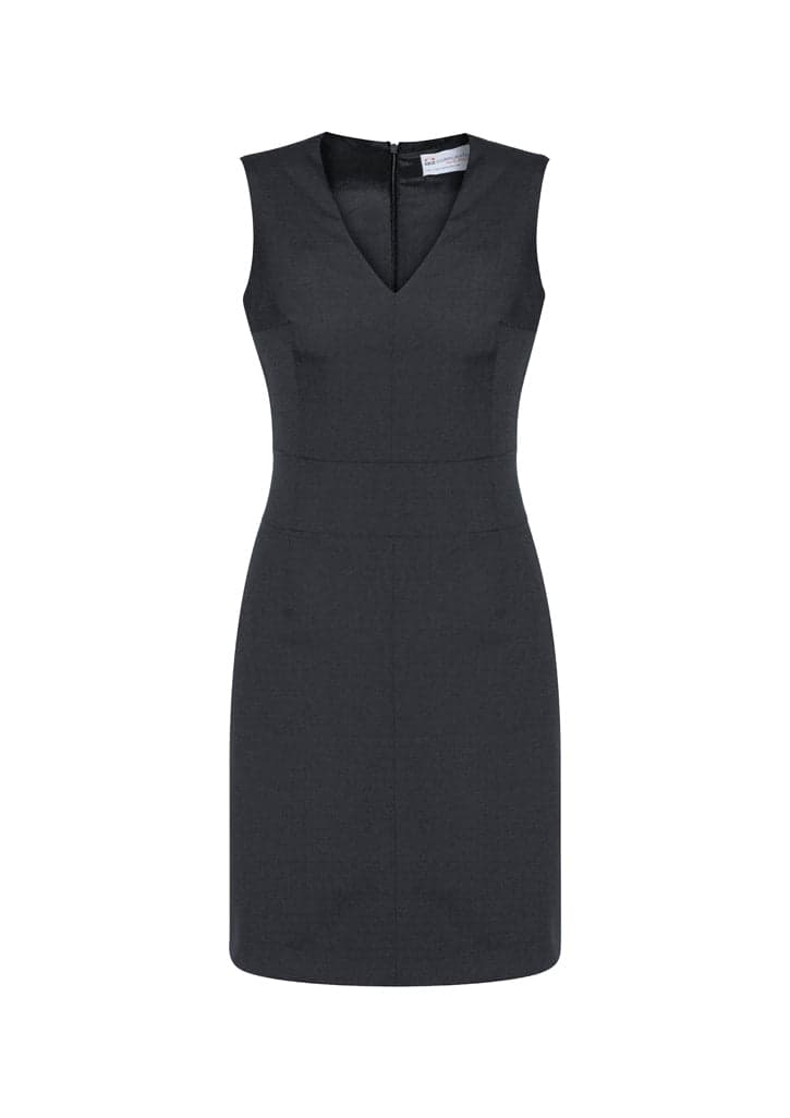 Ladies Cool Stretch Sleeveless V Neck Dress in Charcoal