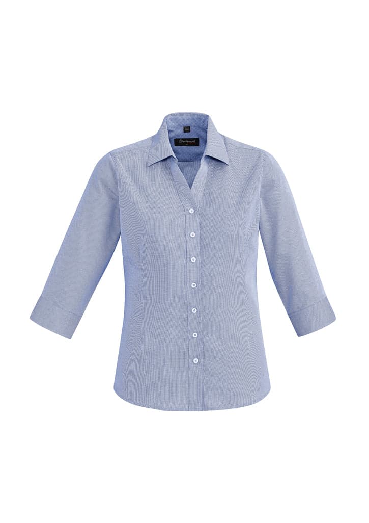 Ladies Hudson 3/4 Sleeve Shirt in Blue