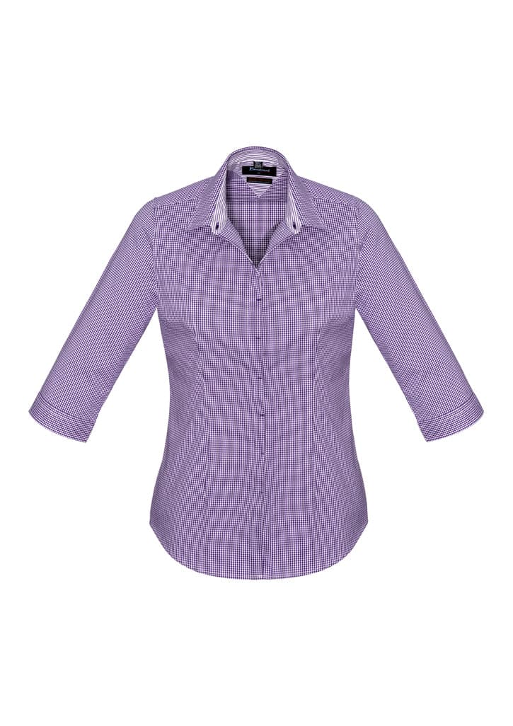 Ladies Newport 3/4 Sleeve Shirt in Purple