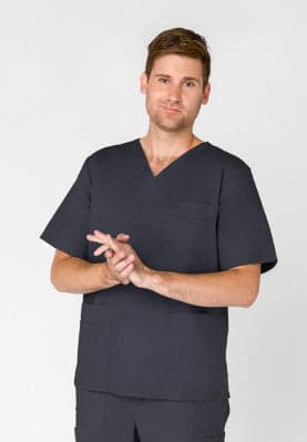 Unisex Scrub Top in Charcoal