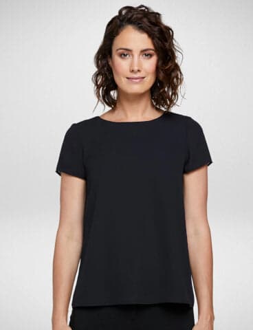 Ladies Harmony Short Sleeve Blouse in Black