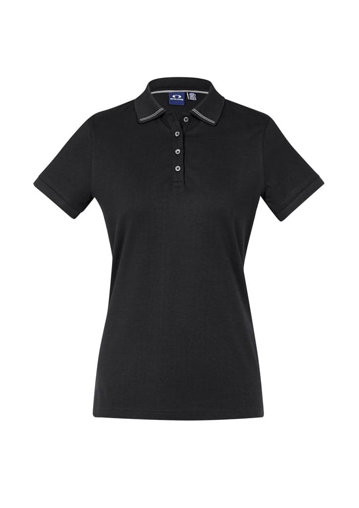 Aston Ladies Polo in Black/Silver Grey