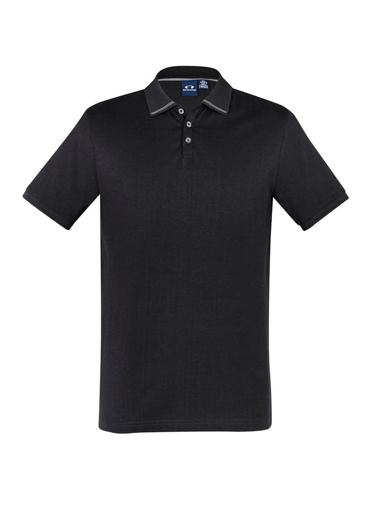 Aston Mens Polo in Black/Silver Grey