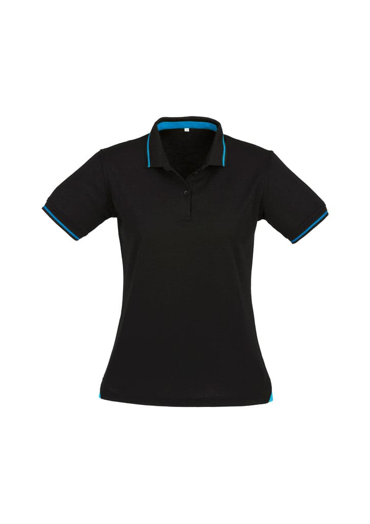 Jet Ladies Polo in Black/Cyan