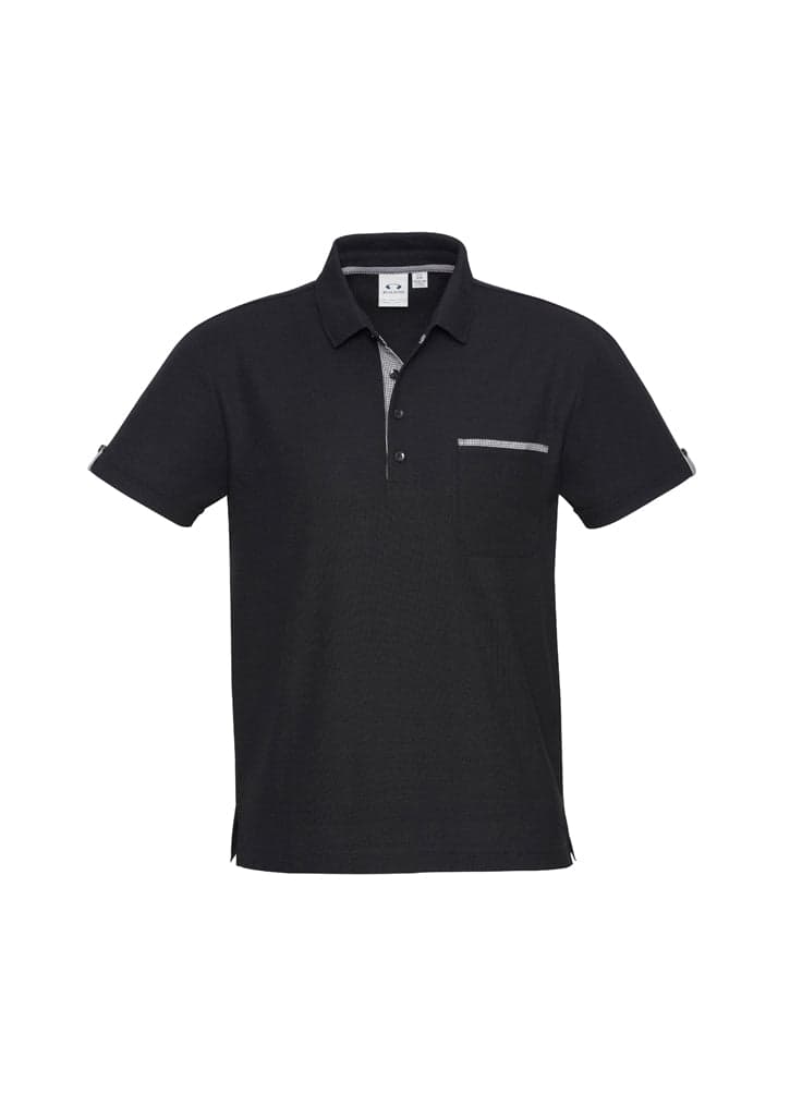 Edge Mens Polo in Black/Check