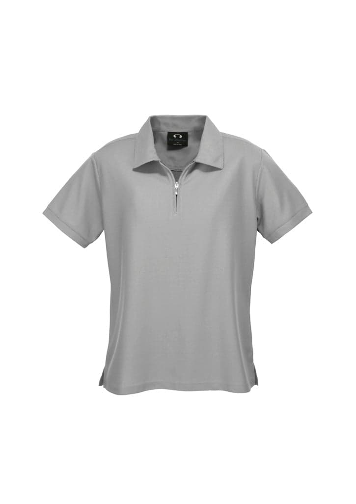 Micro Waffle Ladies Polo in Silver Grey