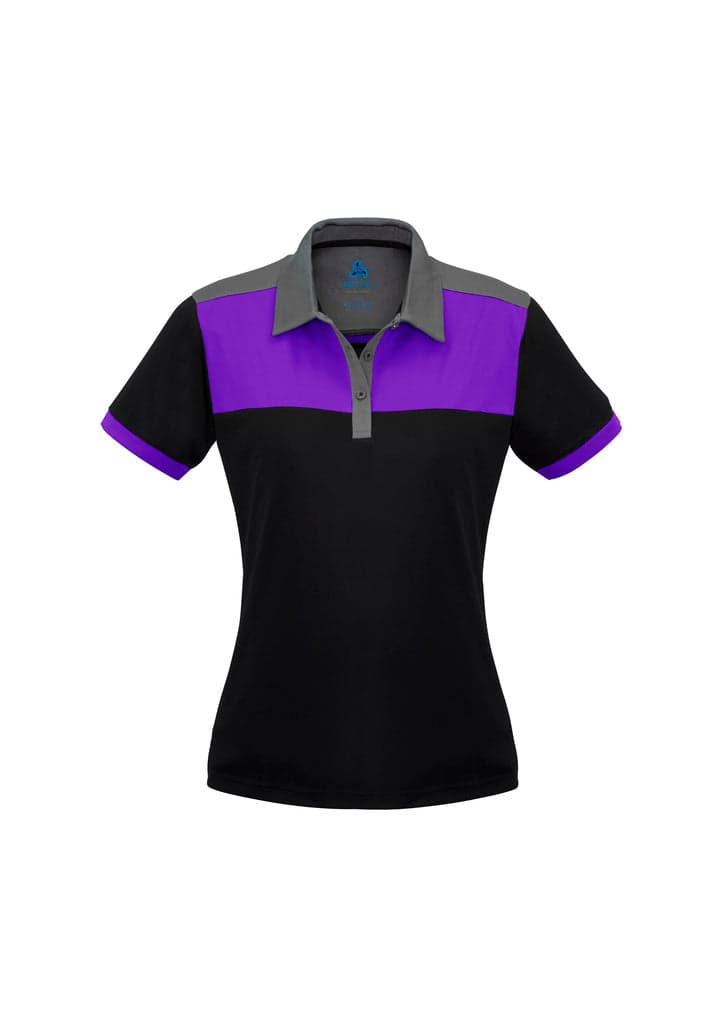 Charger Ladies Polo in Black/Purple/Grey