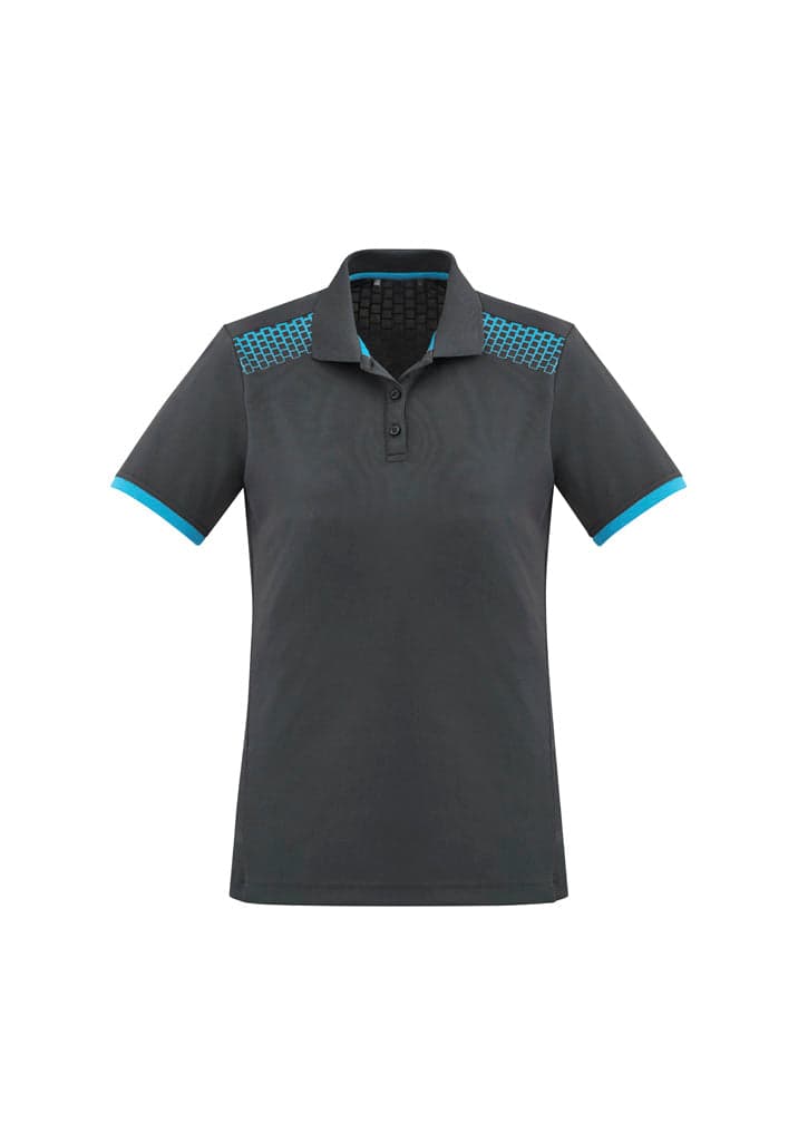 Galaxy Ladies Polo in Grey/Cyan