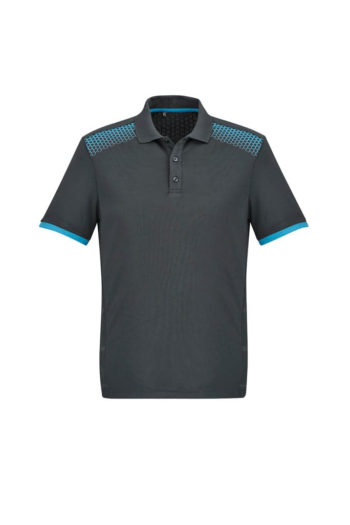 Galaxy Mens Polo in Grey/Cyan
