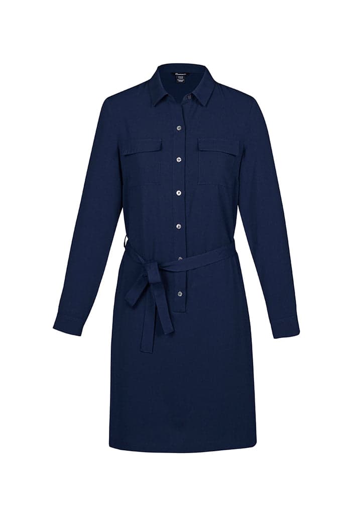 Ladies Chloe Georgette Shirt Dress in Navy