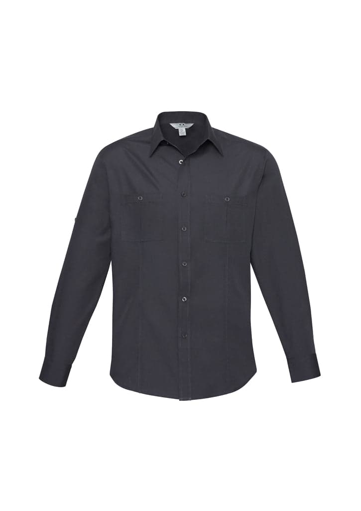 Mens Bondi Long Sleeve Shirt in Charcoal