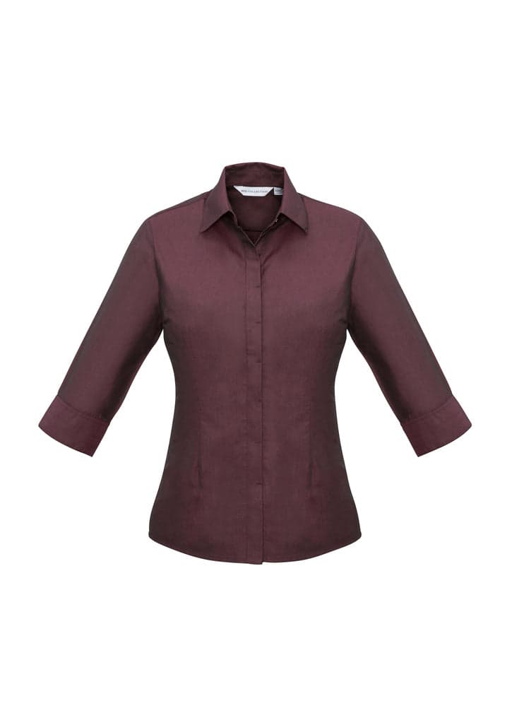 Ladies Hemingway 3/4 Sleeve Shirt in Port Wine