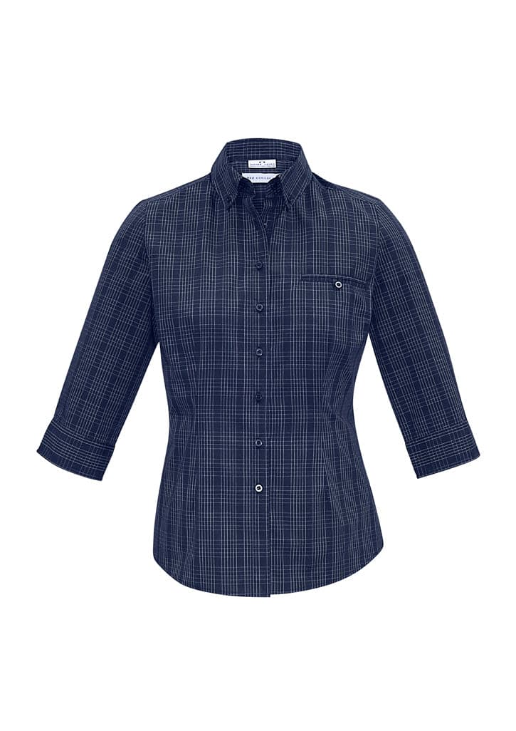 Ladies Harper 3/4 Sleeve Shirt in Ink/Silver