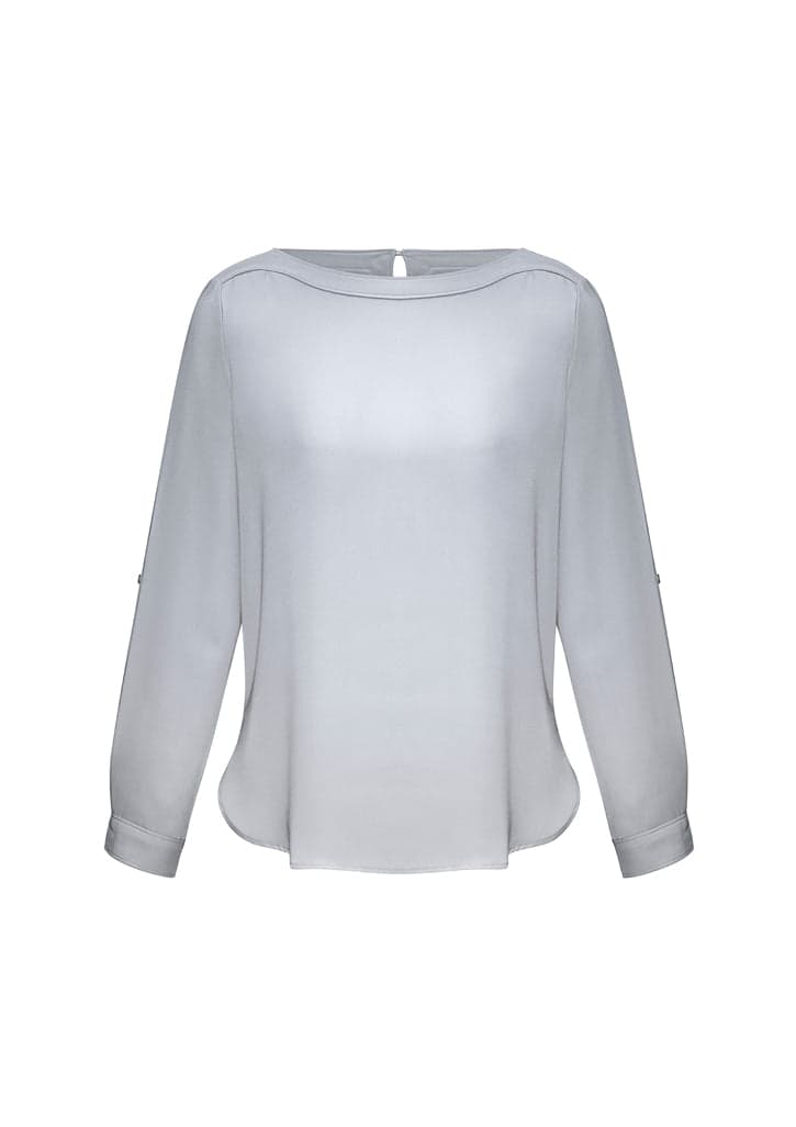 Ladies Madison Boatneck Blouse in Silver Mist