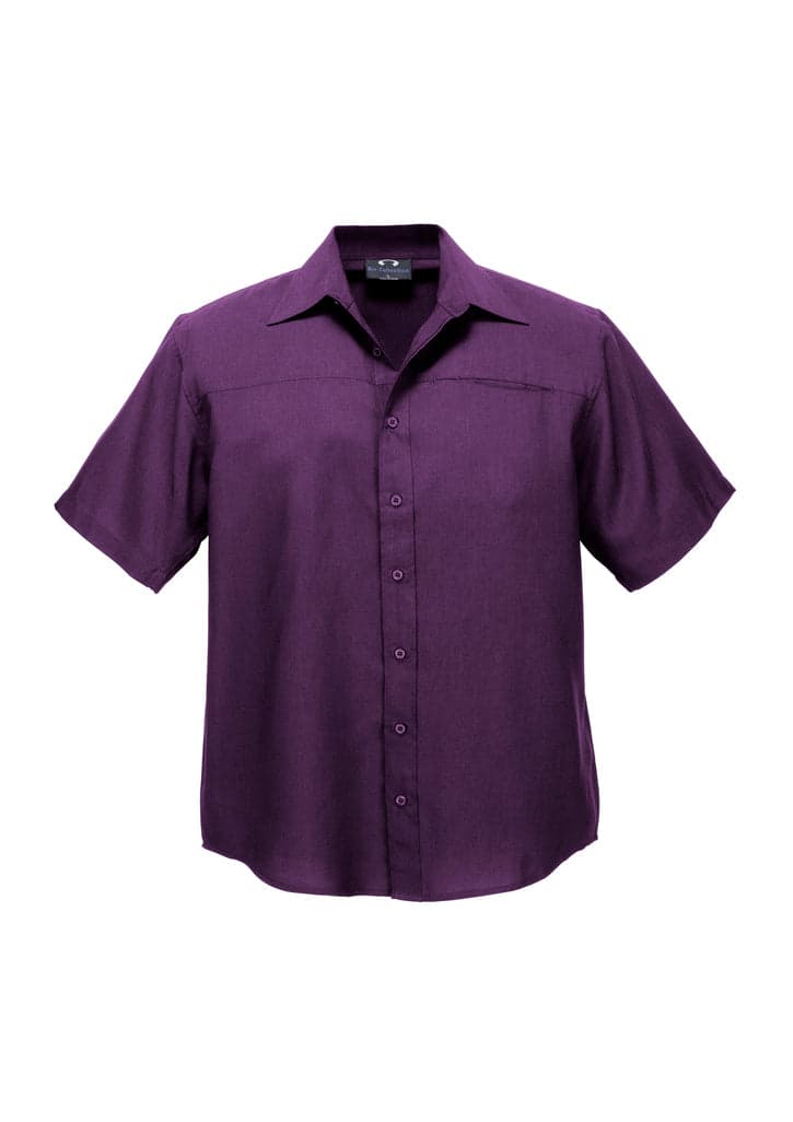 Mens Plain Oasis Short Sleeve Shirt in Grape