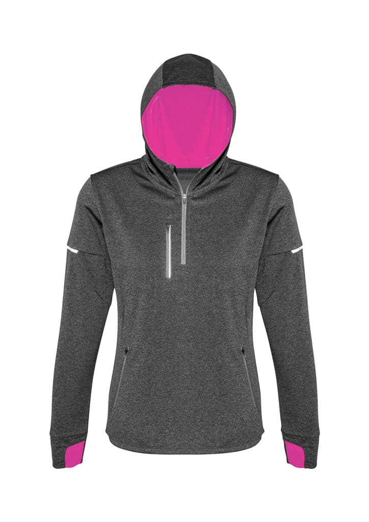 Ladies Pace Hoodie in Grey/Fluoro Pink