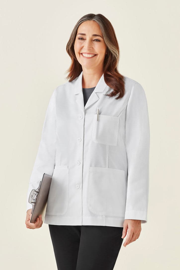 Womens Hope Cropped Lab Coat in White