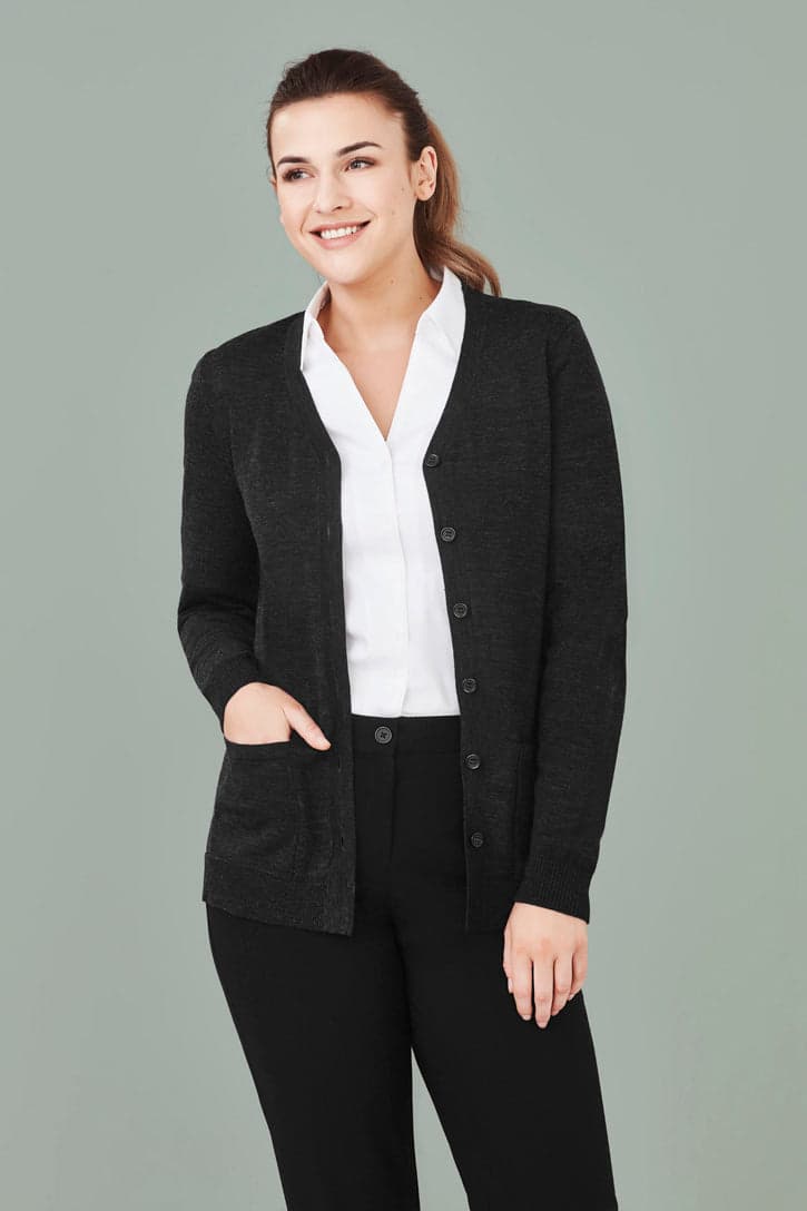 Womens Button Front Cardigan in Charcoal