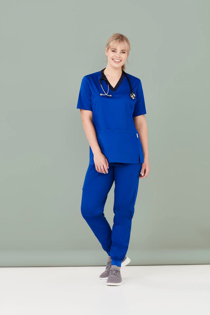 Womens Riley Slim Leg Jogger Scrub Pant in Electric Blue
