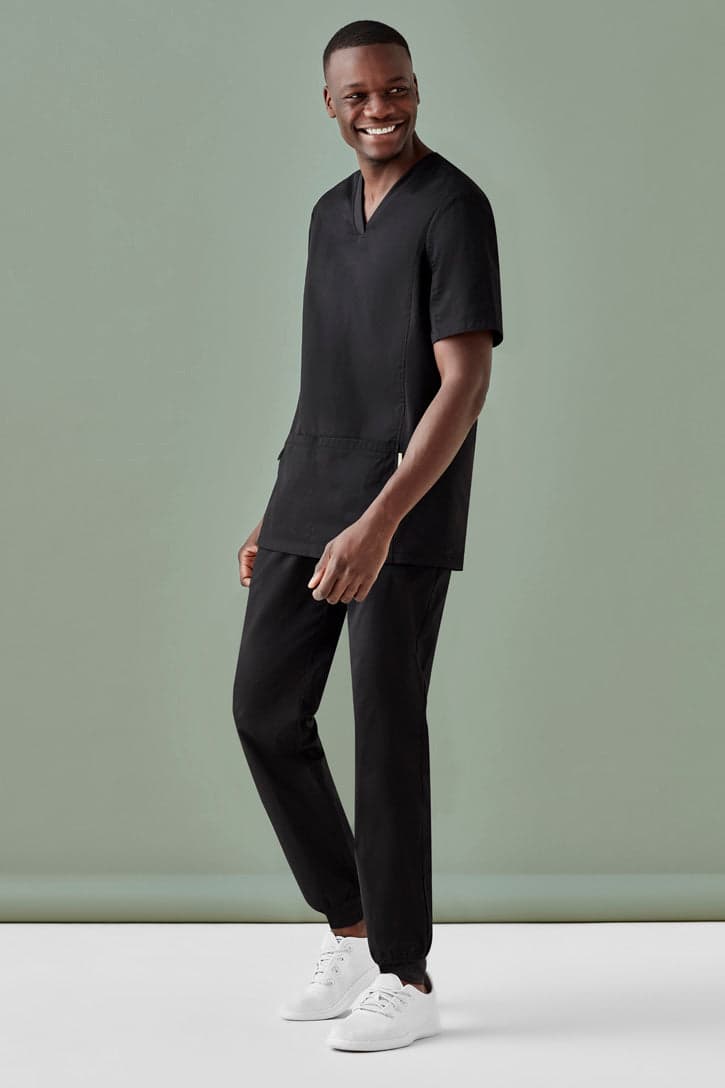 Mens Riley Slim Leg Jogger Scrub Pant in Black