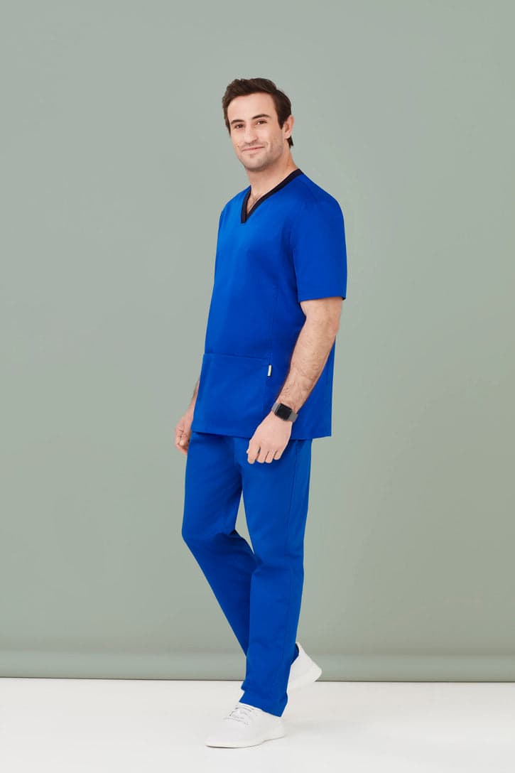 Mens Riley Straight Scrub Pant in Electric Blue