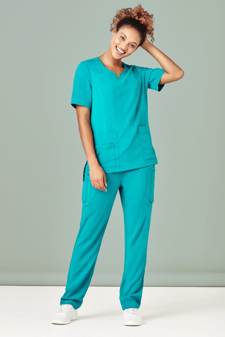 Womens Avery Multi-Pockets Slim Leg Pant in Teal