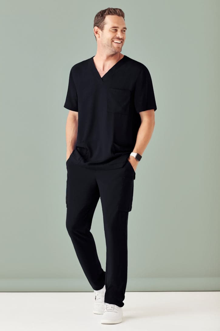 Mens Avery Multi-Pocket Scrub Pant in Black