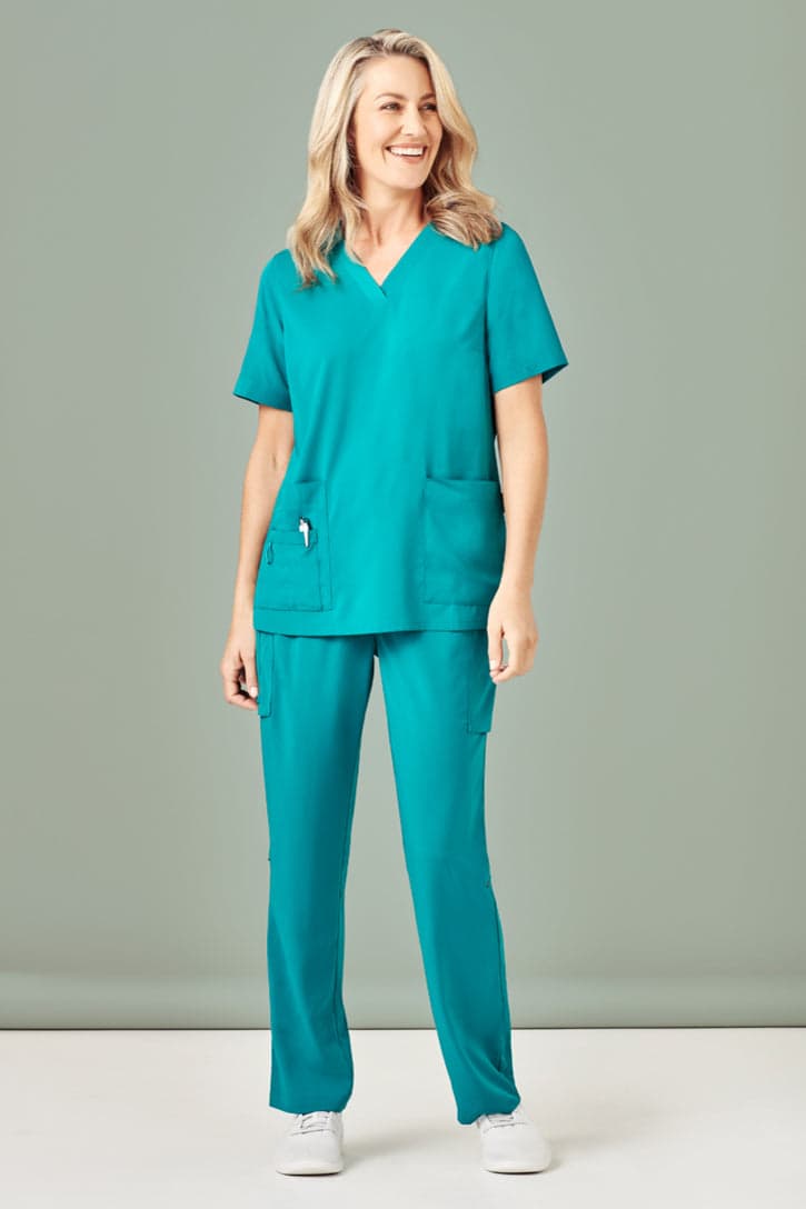 Womens Avery Easy fit V-Neck Scrub Top in Teal