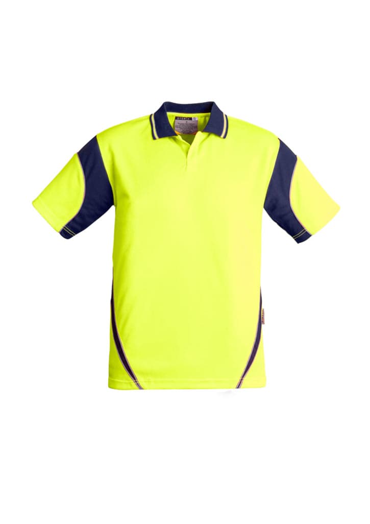 Hi Vis Mens Aztec Polo in Yellow/Navy