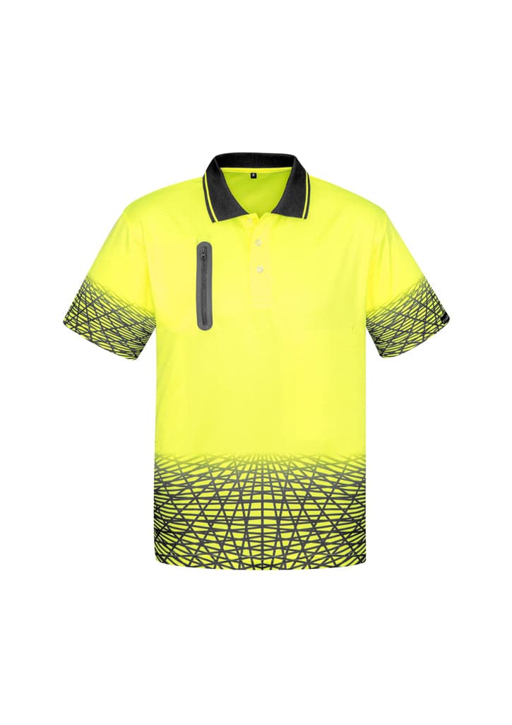 Tracks Mens Polo in Yellow/Charcoal