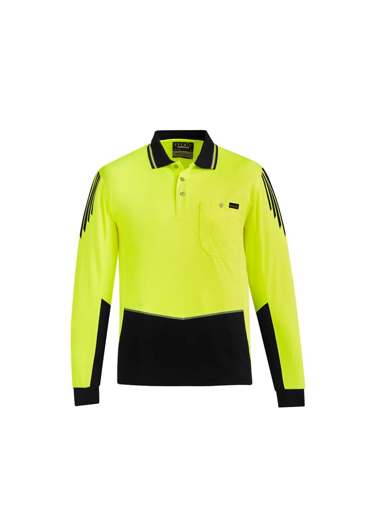 Hi Vis Mens Flux L/S Polo in Yellow/Black