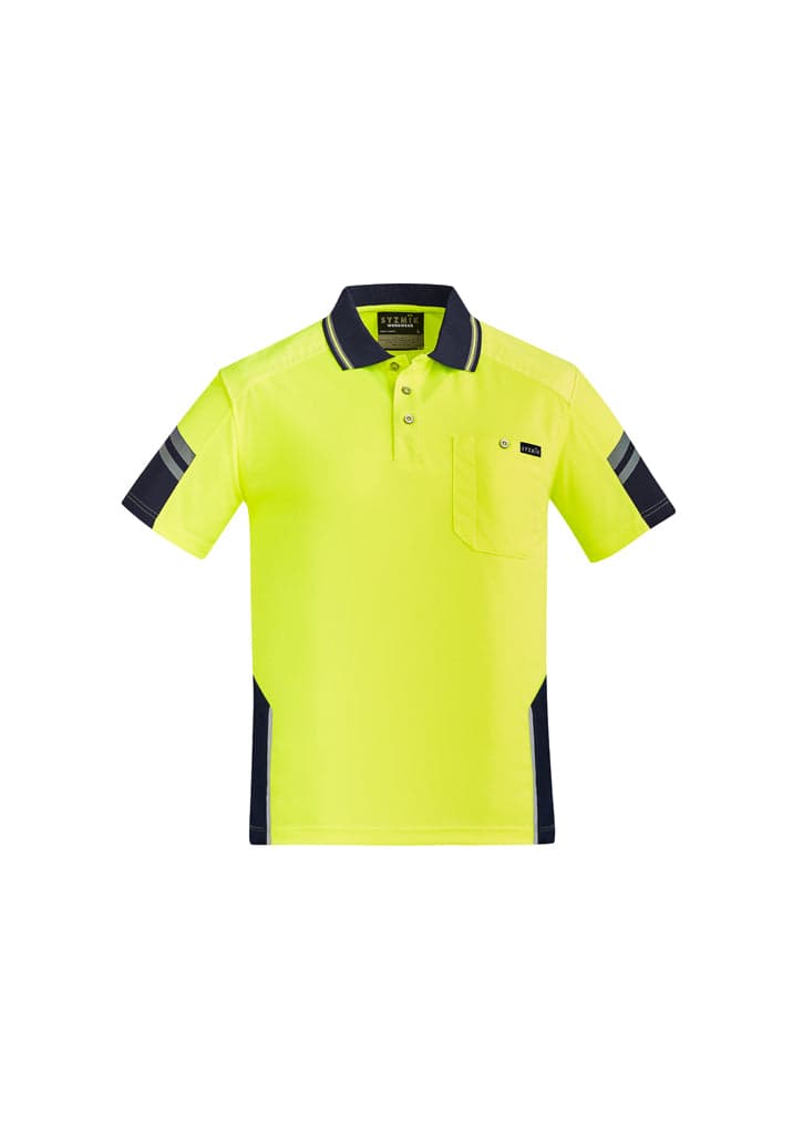 Reinforced Hi Vis Mens Squad S/S Polo in Yellow/Navy