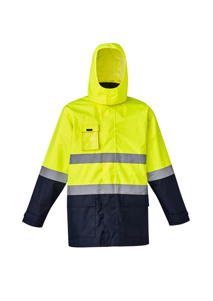 Mens Hi Vis Basic 4 in 1 Waterproof Jacket in Yellow/Navy