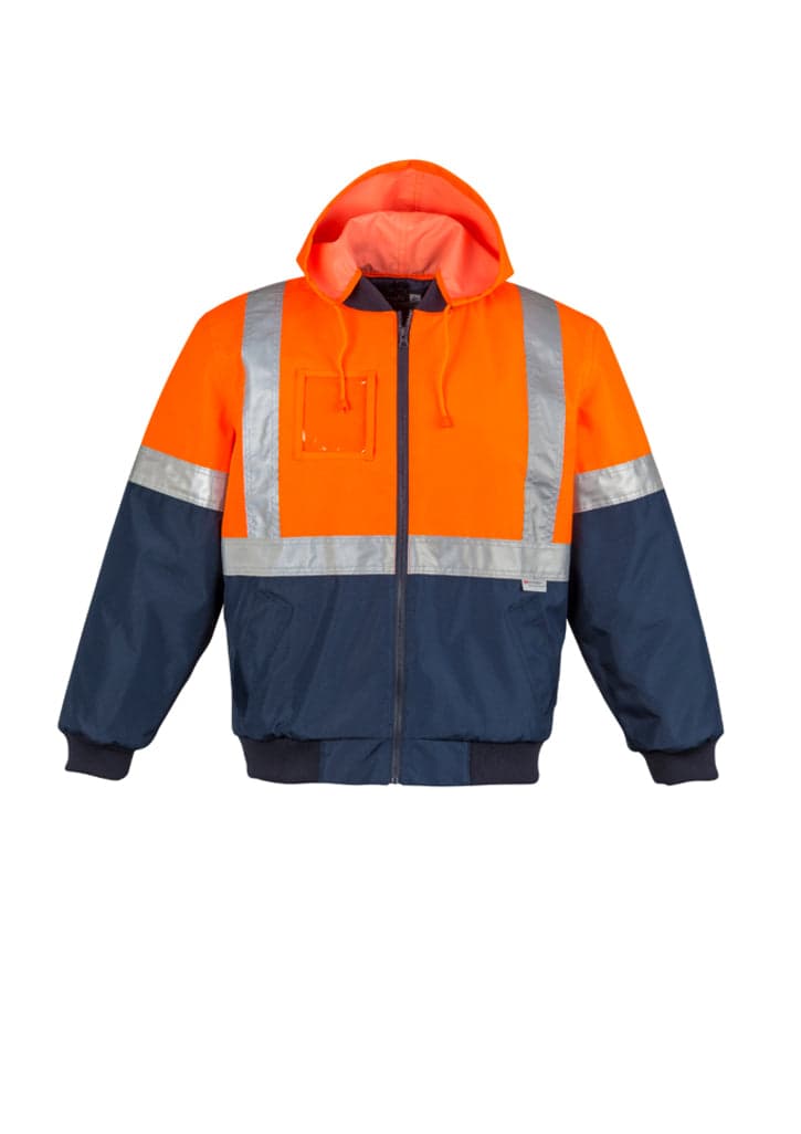Mens HI Vis Quilted Flying Jacket in Orange/Navy