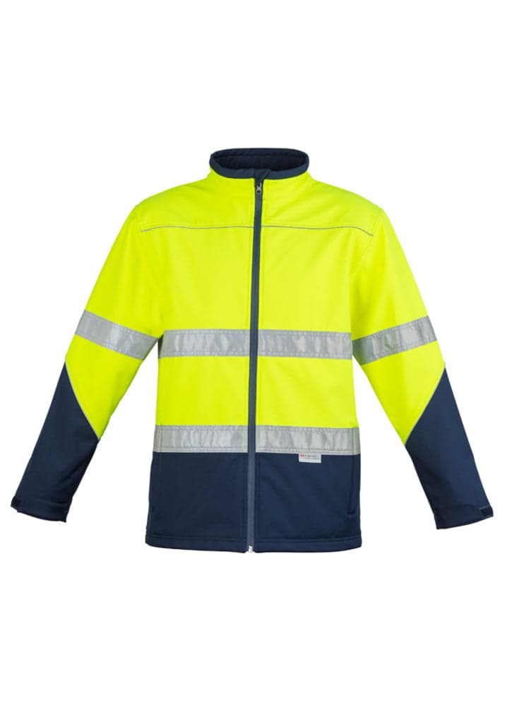 Unisex Hi Vis Soft Shell Jacket in Yellow/Navy