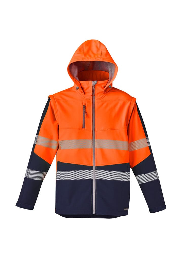 Unisex 2 in 1 Stretch Softshell Taped Jacket in Orange/Navy