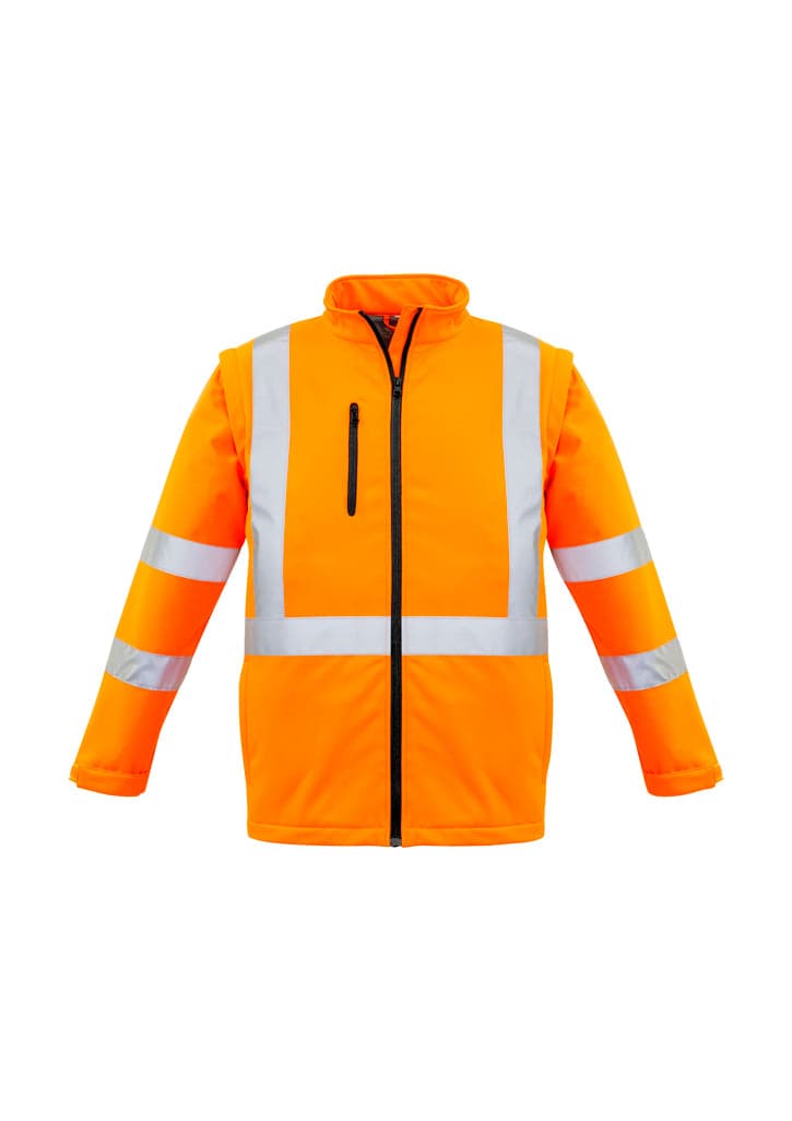 Unisex Hi Vis 2 in 1 X Back Soft Shell Jacket in Orange