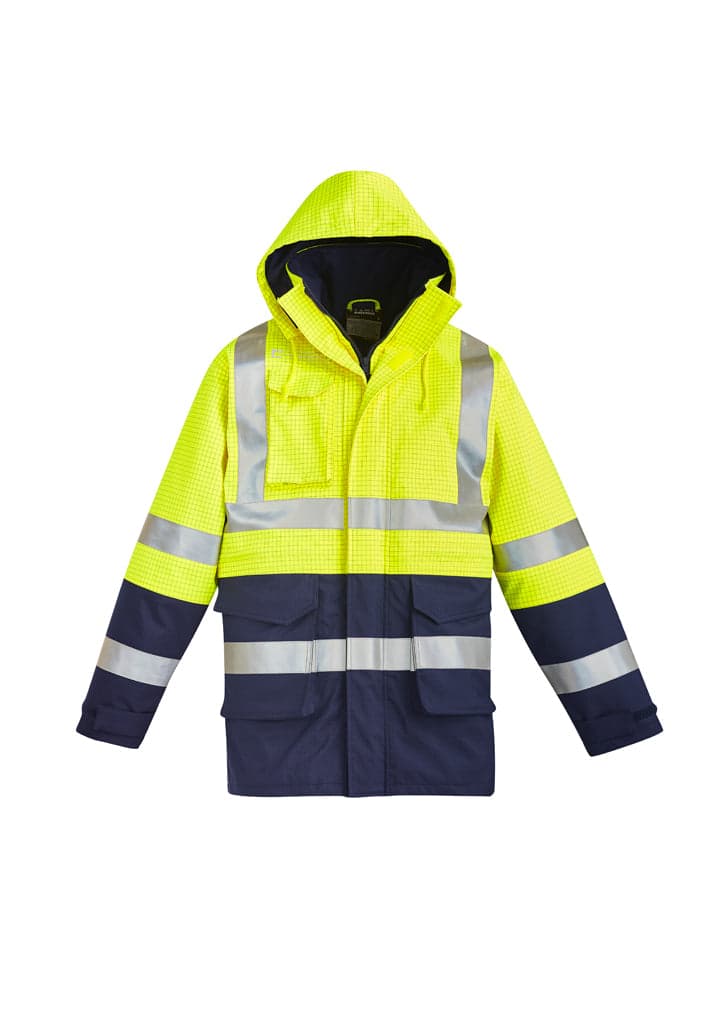 Mens FR Arc Rated Anti Static Waterproof Jacket in Yellow/Navy