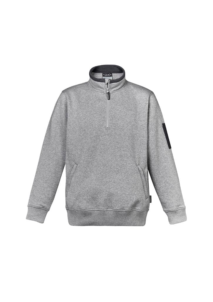 Mens 1/4 Zip Brushed Fleece in Grey Marle