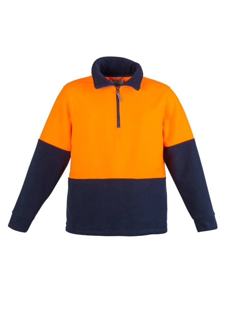 Hi Vis Half Zip Polar Fleece Jumper in Orange/Navy