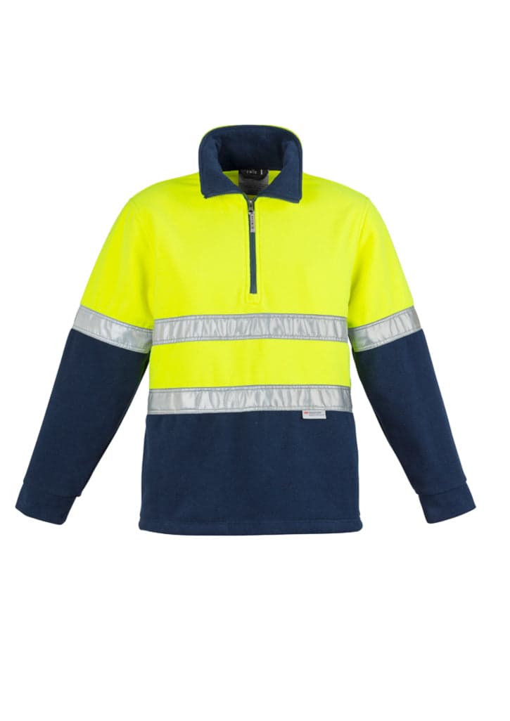 Hi Vis Polar Fleece Jumper - Hoop Taped in Yellow/Navy