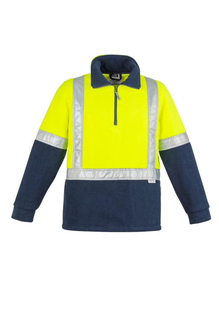 HI VIS Polar FLEECE JUMPER - SHOULDER TAPED in Yellow/Navy